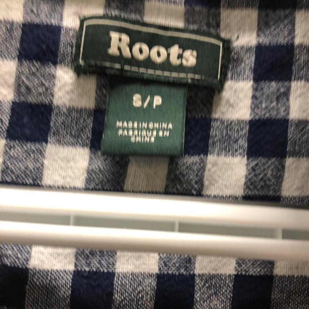 Roots linen cotton blend navy and white gingham dress - Picture 2 of 4